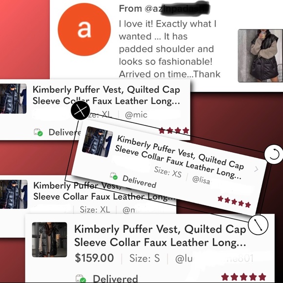 Kimberly Puffer Vest, Quilted Cap Sleeve Collar Faux Leather Long Vest - Picture 9 of 9